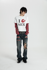 SEXXDEVIL Plaid Washed Jeans