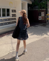 Gon checkered frill mini dress