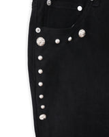 STUD BOOTCUT SUEDE PANTS (BLACK)