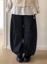 ノンフェードステッチバルーンワイドデニムパンツ