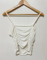 (INNER POINT ITEM♥/LOVELY) 2 COLORS ストリングボウプリーツレースディテールノースリーブタンク