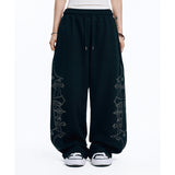 Stud Needle Work Sweat Pants - Black