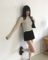 Dotten Pleats Shirring Sheer T-Shirt