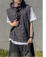 Crinkle Check Hooded Anorak Vest