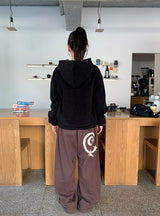 キスティロチェックハーフジップアップフリースフーディ