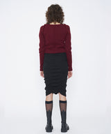 SQUARE NECK RIB CARDIGAN