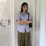 Sokit Stripe Oversized Fit Short Sleeve Shirt