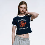 SunFlower Crop Ringer T-Shirt_Navy