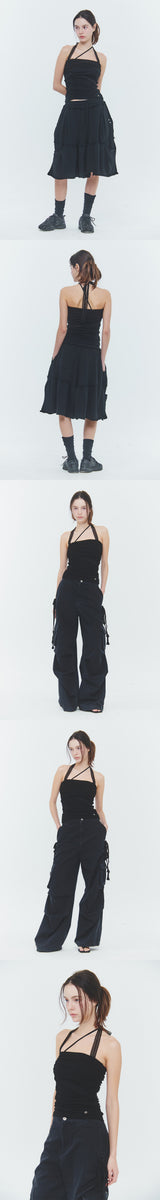 ANGEL SHIRRING TOP black