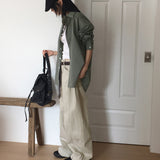 [UNISEX] スケット 秋 チェック オーバーサイズ フィット 長袖シャツ