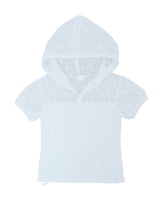 Button lace hoodie top