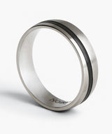 NR-302 Curved Black Line Matte Silver Surgical Ring