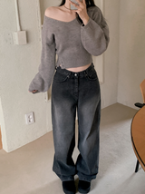 2WAY Off Shoulder Deep V-neck Knit (8color)