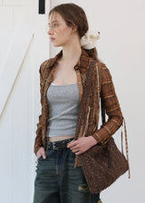 Lace Flower Stripe Scrunchie_Large_Beige