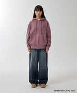 BIG GOTHIC CUT OFF PIGMENT ZIP-UP HOODIE