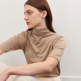 HALF TURTLE-NECK T SHIRT BEIGE