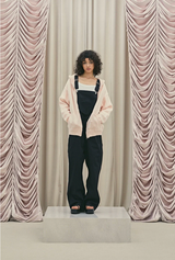 Frill baggy overalls - black