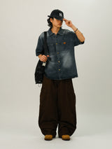 MEN Overfit Western Denim Shirts