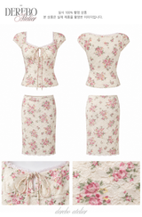 アンティーク フローラル パフューム スカート 2点セット (blouse+skirt set)