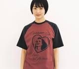 Webhouse ガールフォーエバーラグランTシャツ - チャコール/バーガンディー