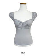 Bell shirring puff sleeveless