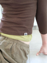 3/4 リブ ヘンリーネック ボタンTシャツ (Brown)