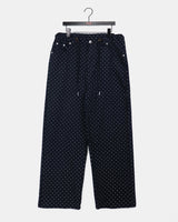 Emdeu Dot Pattern String Strap Wide Cotton Long Pants