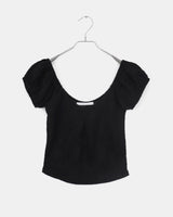 キハレースシースルーパフクロップドショートスリーブTシャツ