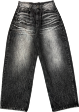 Bleach Curved Denim Pants (Black / S·M·L)