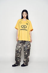 25SS COLORING PIPING FOOTBALL JERSEY SHORT SLEEVE T-SHIRT YELLOW
