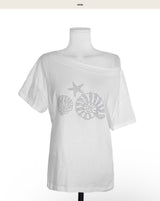 [ reels item ] sol beach silver-parts over one-shoulder top