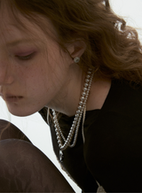 【Exclusive】heart double pearl necklace-silver