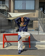 Flag print hoodie zip-up