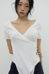 Garden Lace Wrap Top _ WHITE