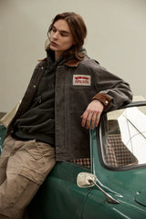 CORDUROY POINT WORK JACKET - DARK BROWN