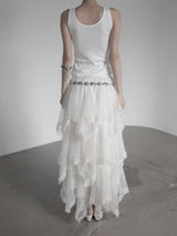 Cherian Chiffon Unbalance Tiered Skirt