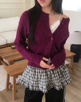 Esseon Checkered Layered Mini Wrap Skirt