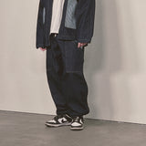 stripe patch denim pants_blue