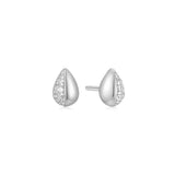 silver sparkle puppy spike rhodium plating + 925 silver ear jacket earrings E069-03H