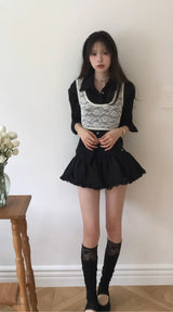 [ back ribbon ] rose - land lace bustier top