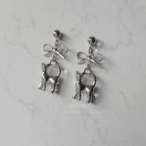 Kitty and Bow Piercing - Silver Color