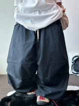 STAR RIVET⭐️🌌✨ STUD POINT BALLOON PARACHUTE OVER LONG LOOSE PANTS 🩵🩶 - 2 COLORS