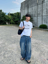 ダブルカットデニムパンツ