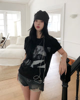 Grunge Vintage Photo Print Short Sleeve T-shirt