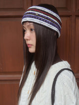 ストライプニットヘアバンド - ブラック