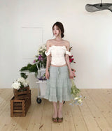 soy low chiffon tiered midi sk