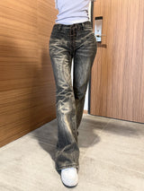 1198. Y2Kアイレットロウウォッシングデニムパンツ