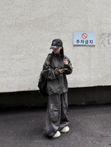 quad eyelet cargo wide pants