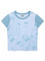 ブーケガールグラフィックカラーミックススリムフィットTシャツ[スカイ]