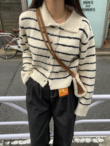 Clang ウール ストライプ カーディガン